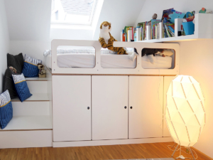 Kinderbett mit Stauraum, Birke MPX weiss